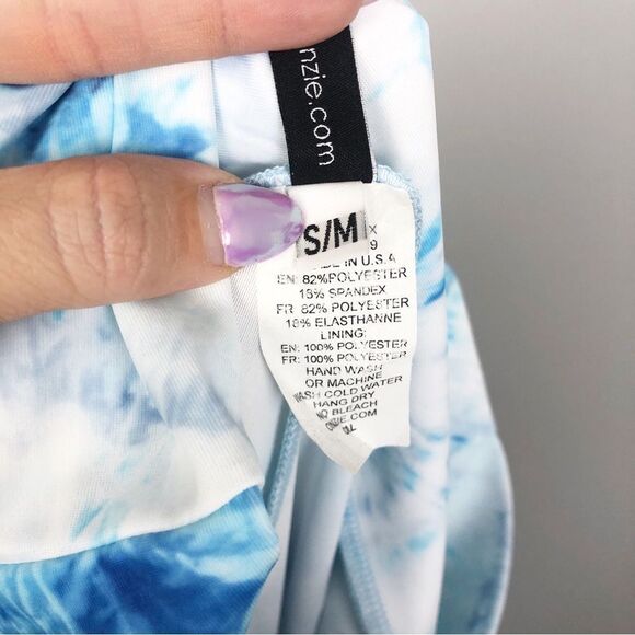 ONZIE | NEW Tie Dye Blue & White Print High Rise Leggings Women’s Size S/M - Picture 9 of 9